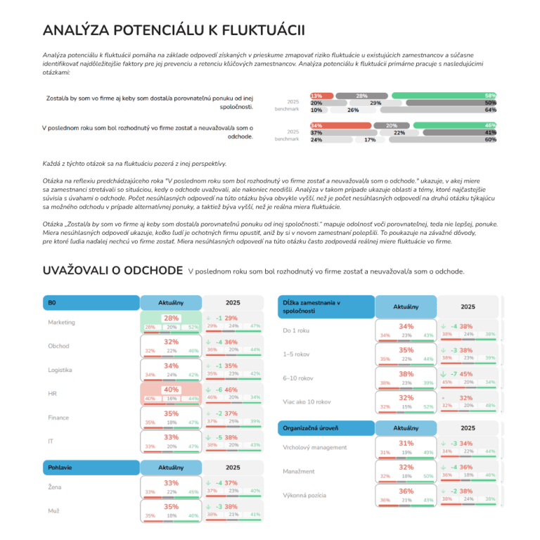 Ukážka z výstupnej správy k analýze fluktuácie